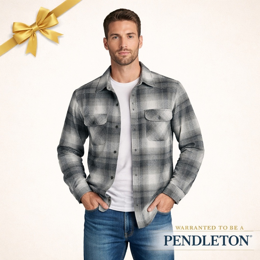 Pendleton Wool Board Shirt Gray White Size S